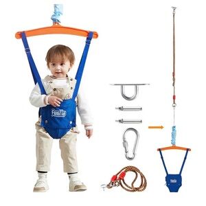 NWT Funlio Baby Doorway Jumper – Blue | Adjustable Infant Bouncer | 6–24 Months